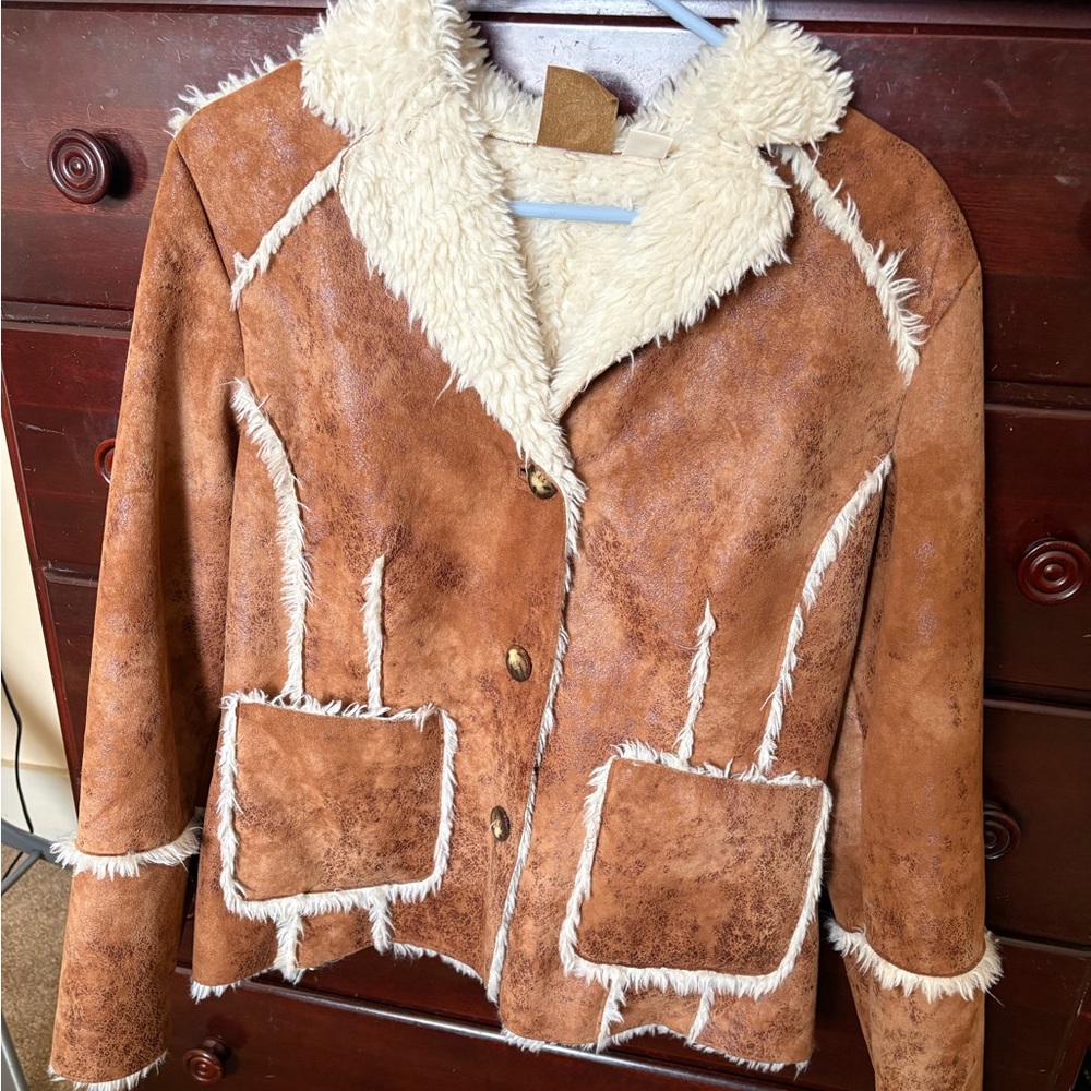 Cozy Tan Teddy Jacket with Cream Accents